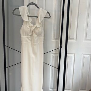 Lulu's Ivory Backless Ruffle Dress